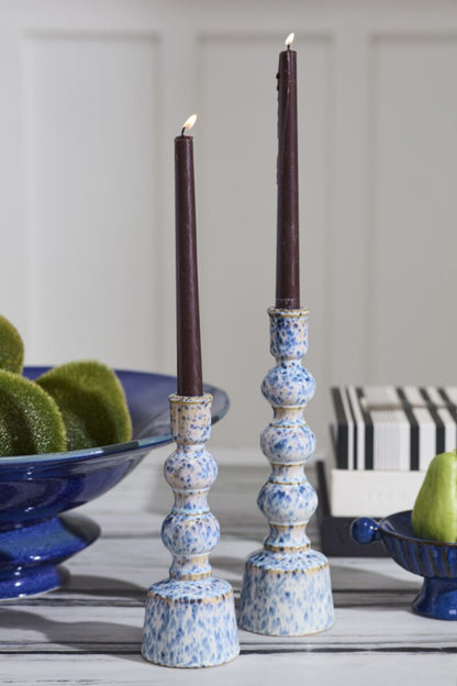Glazed Ceramic Candle Holders (Set of 2)
