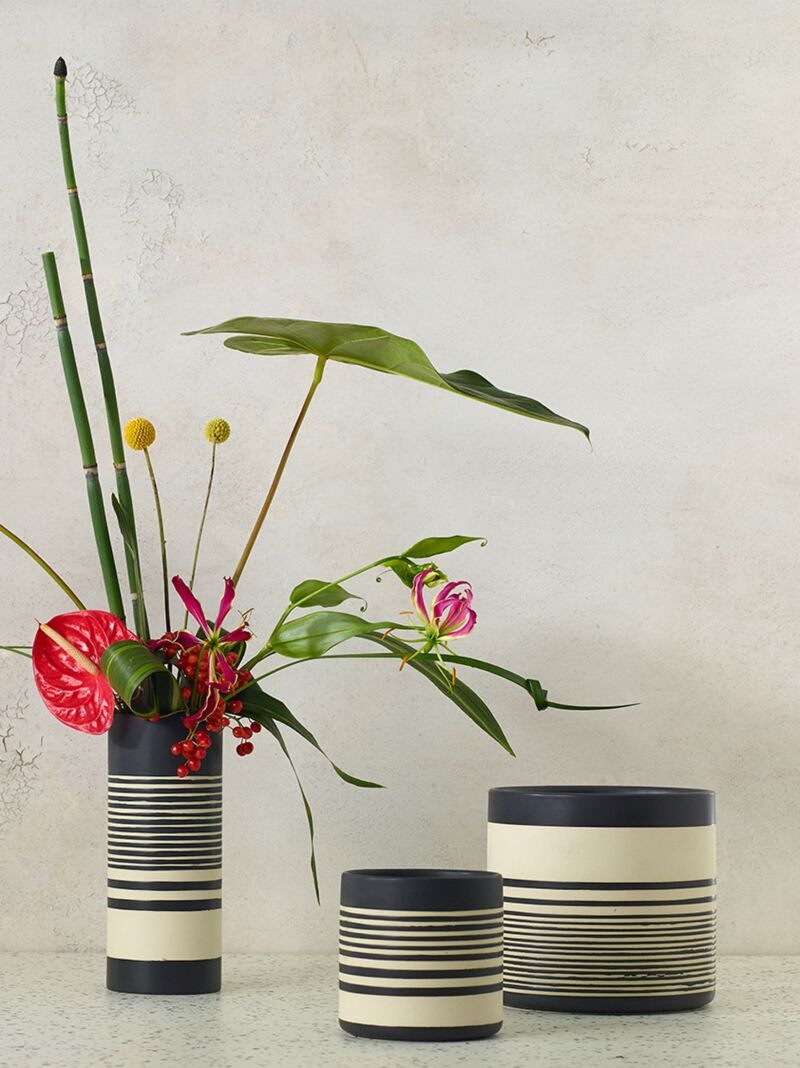 Striped Ceramic Pot