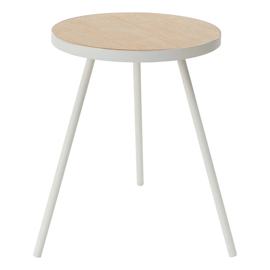 Round Steel & Wood Side Table