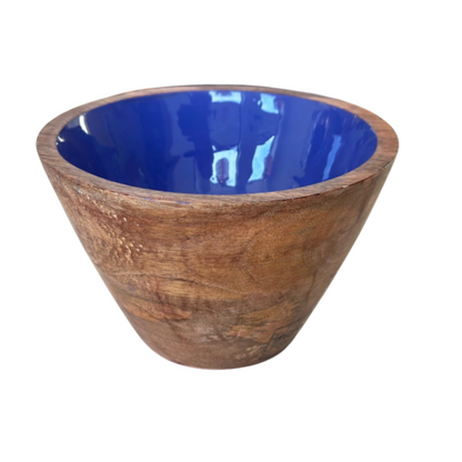 Indy Home Dark Mango Wood & Enamel Small Bowl