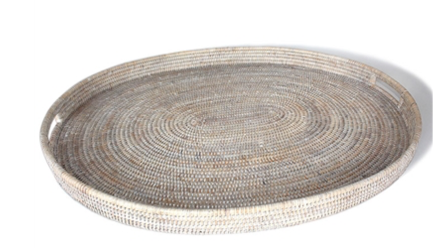 Oval Woven Tray w/ Handles