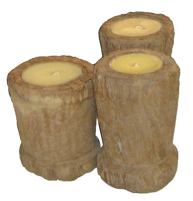 Floor Candle in Tree Trunk