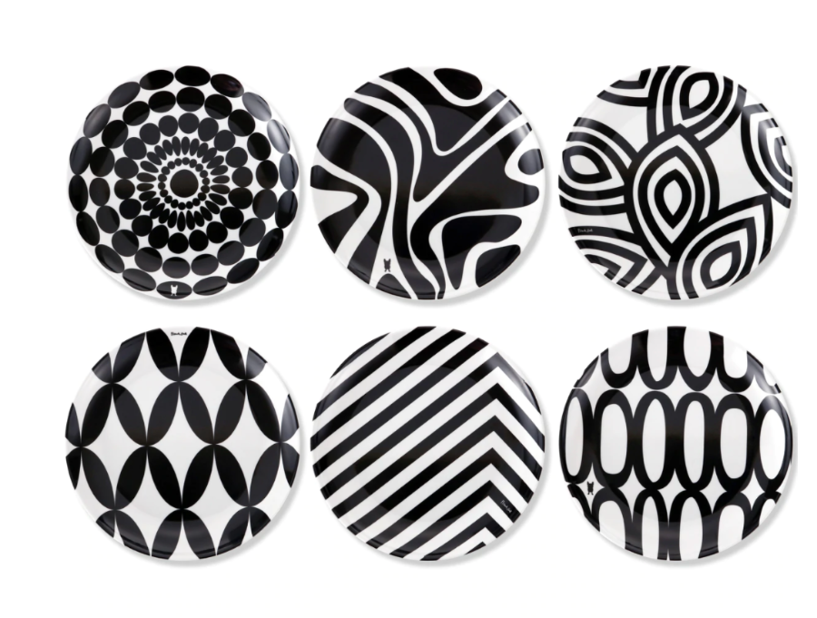 Black & White Appetizer Plates (Set of 6)