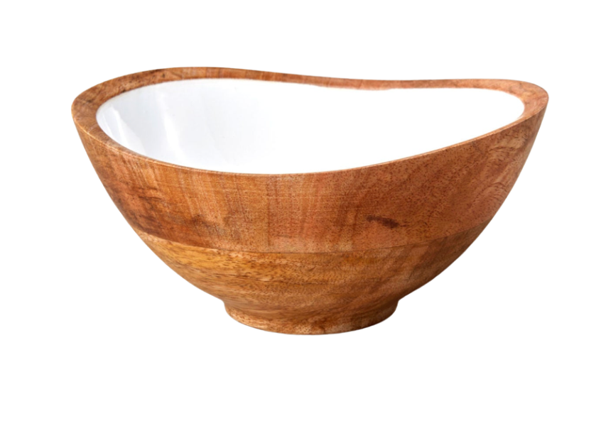 Mango Wood & Enamel Serving Bowls