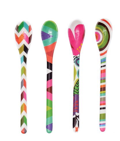 Colorful Patterned Dessert Spoons (Set of 4)