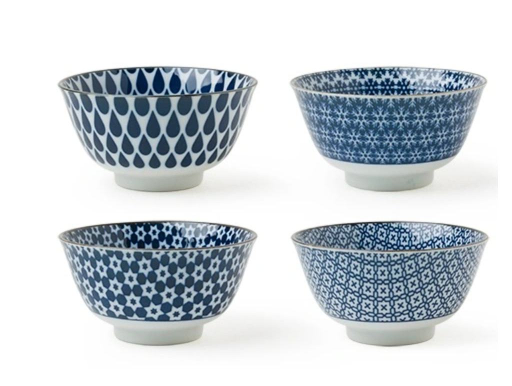 Blue & White 5" Bowl Set