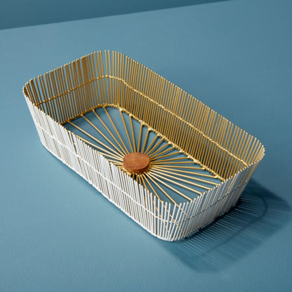 White & Gold Wire Basket