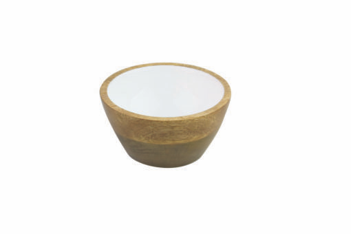 Mango Wood & Enamel Small Bowl