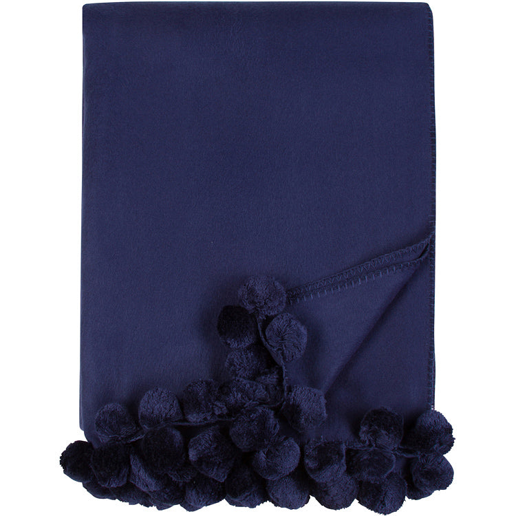 Navy pom pom throw sale